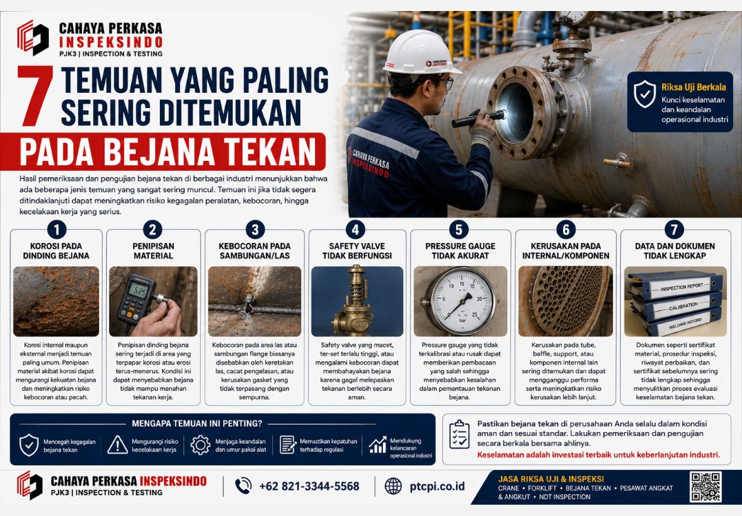 7 Temuan yang Paling Sering Ditemukan pada Bejana Tekan