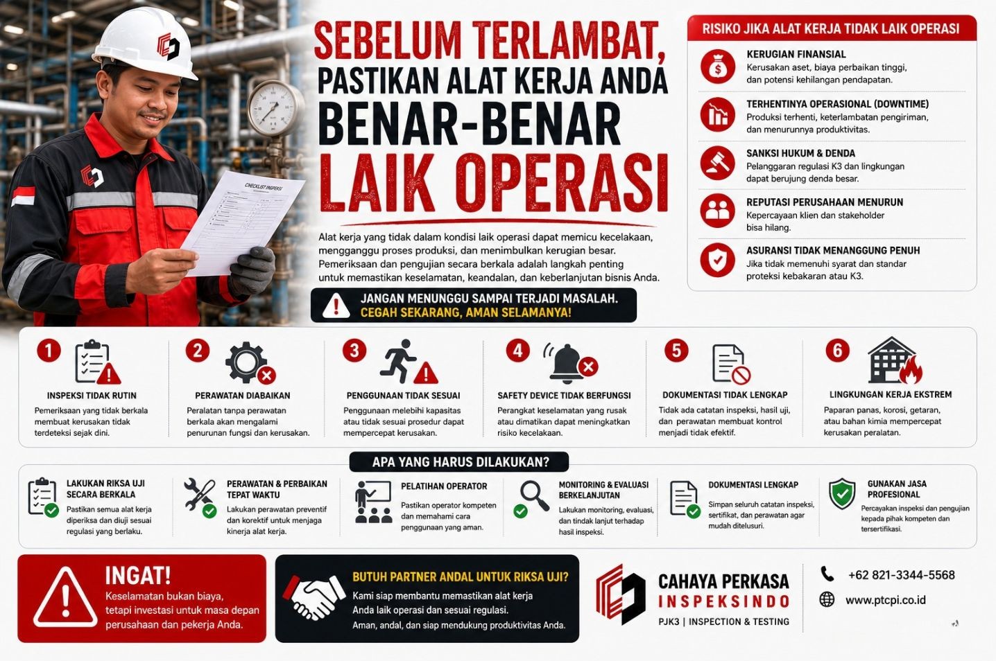 Sebelum Terlambat! Pentingnya Riksa Uji K3 untuk Memastikan Alat Kerja Laik Operasi