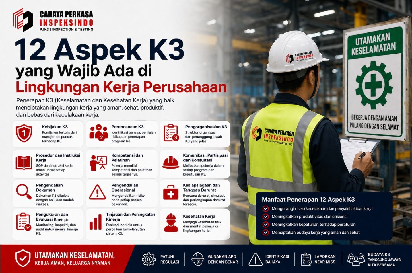 12 Aspek K3 yang Wajib Ada di Lingkungan Kerja Perusahaan