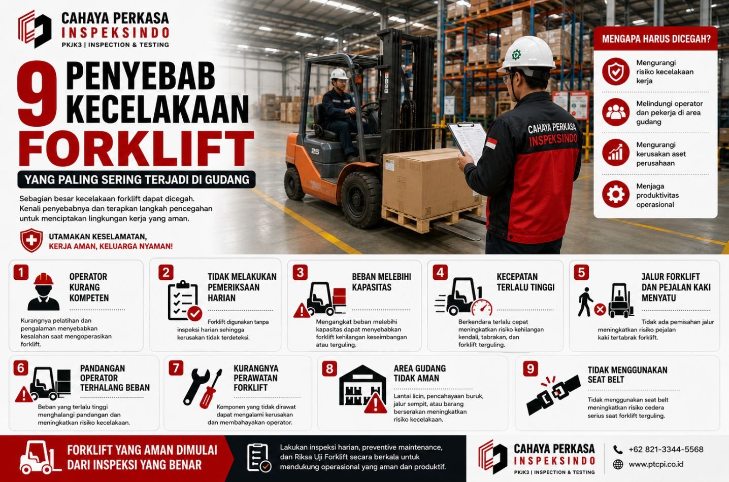Penyebab Kecelakaan Forklift yang Paling Sering Terjadi di Gudang