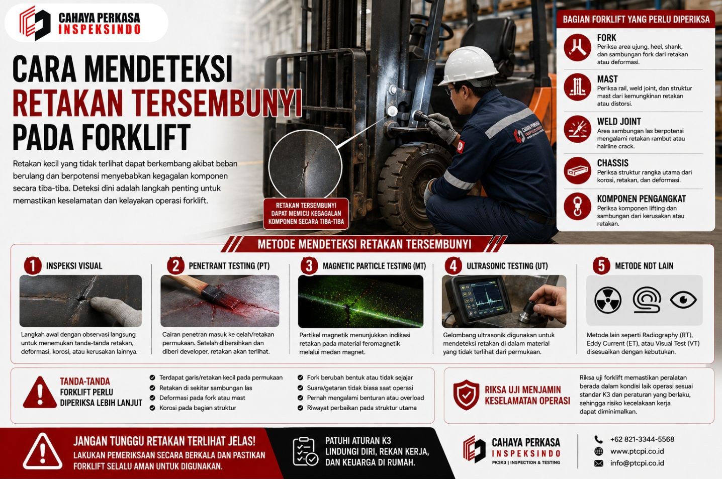 Cara Mendeteksi Retakan Tersembunyi pada Forklift