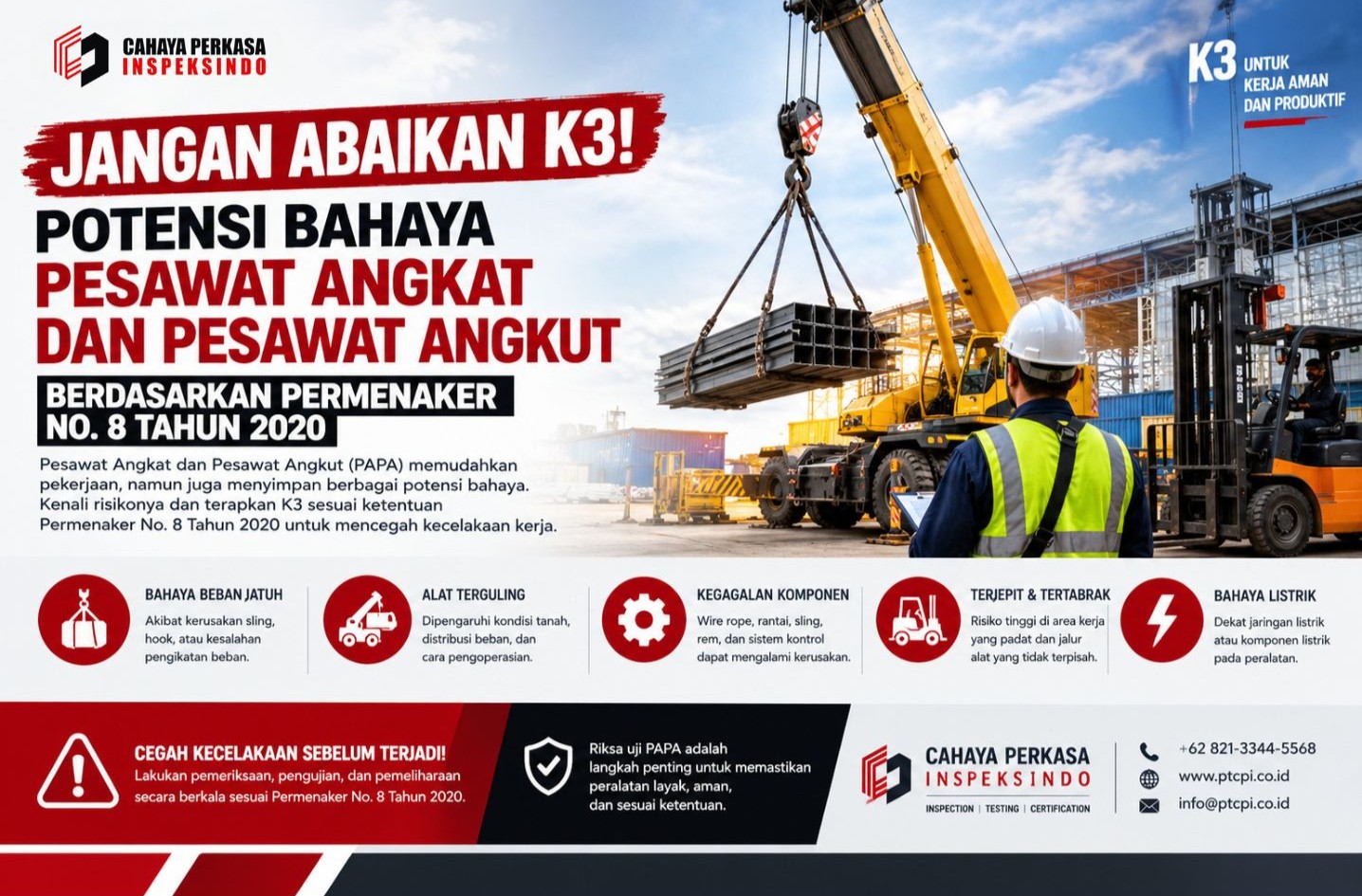 Jangan Abaikan K3! Potensi Bahaya Pesawat Angkat dan Pesawat Angkut Berdasarkan Permenaker No. 8 Tahun 2020