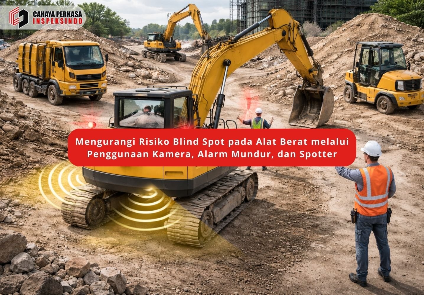 Mengurangi Risiko Blind Spot pada Alat Berat melalui Penggunaan Kamera, Alarm Mundur, dan Spotter