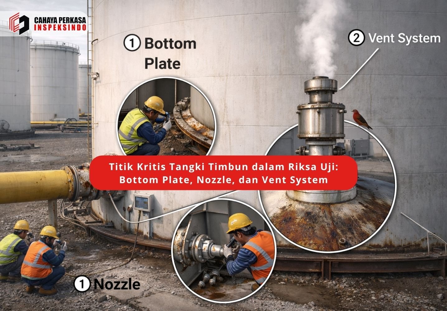 Titik Kritis Tangki Timbun dalam Riksa Uji: Bottom Plate, Nozzle, dan Vent System