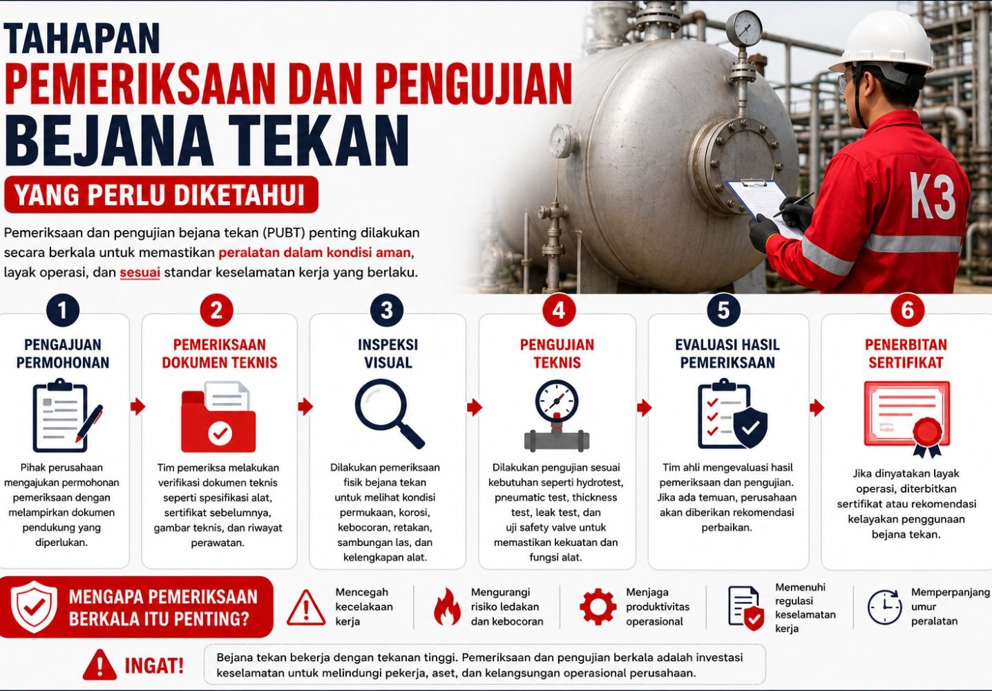 Tahapan Pemeriksaan dan Pengujian Bejana Tekan yang Perlu Diketahui