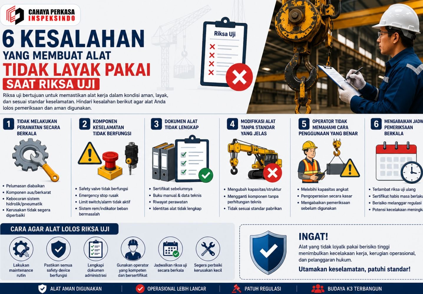 6 Kesalahan yang Membuat Alat Tidak Layak Pakai Saat Riksa Uji