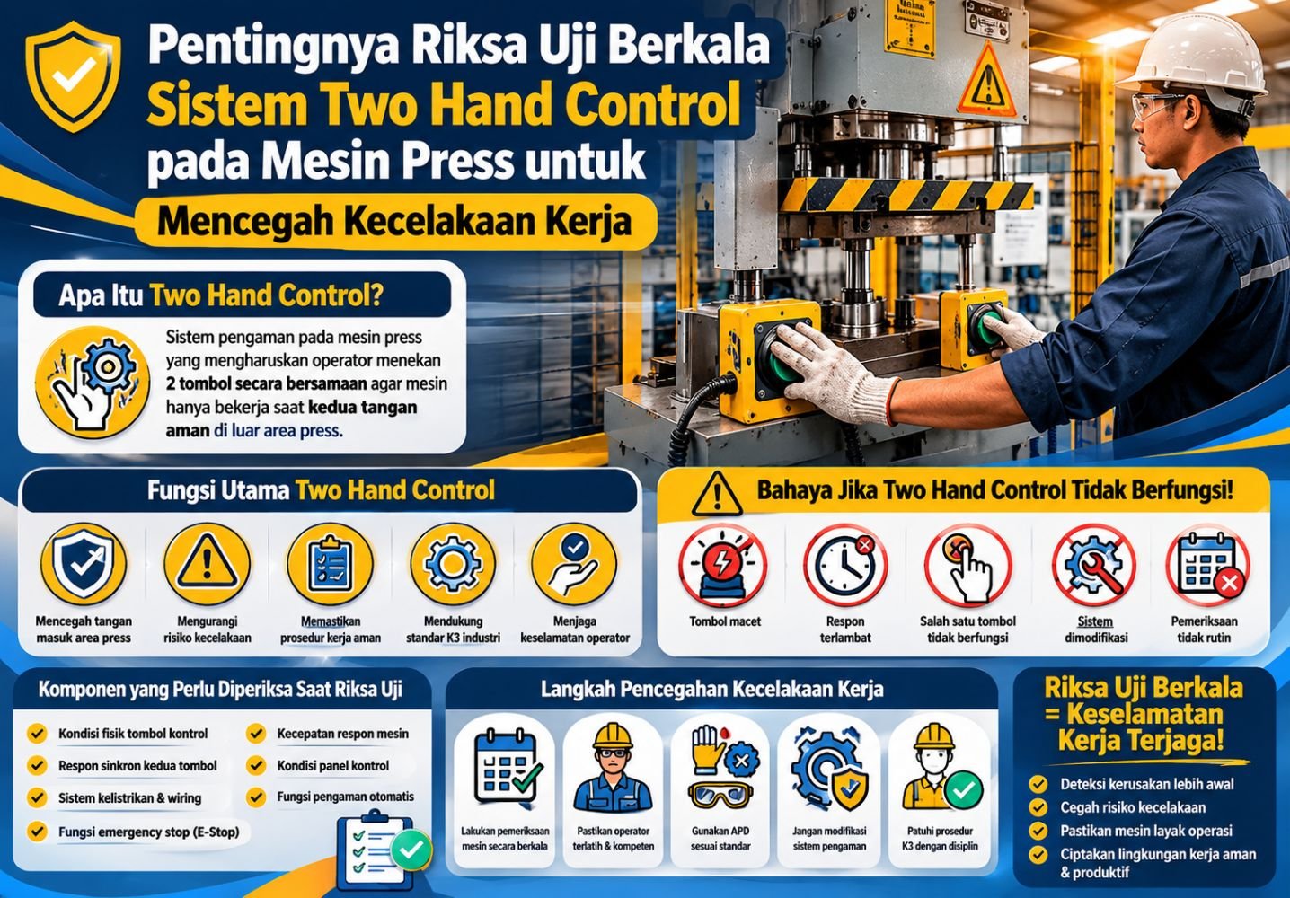Pentingnya Riksa Uji Berkala Sistem Two Hand Control pada Mesin Press untuk Mencegah Kecelakaan Kerja